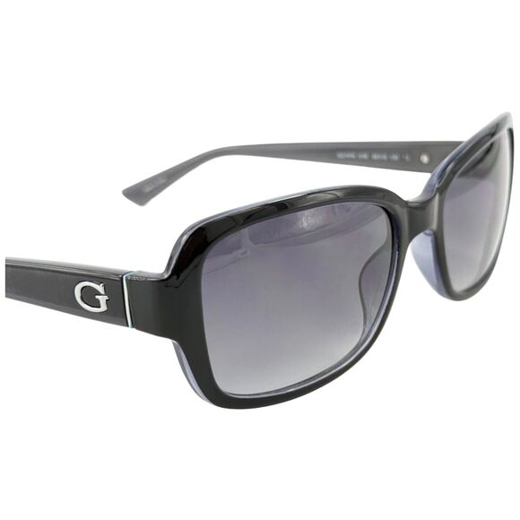 Guess GU7474 Womens Plastic Sunglass 01B Shiny Black 56-18 Gray Gradient w Case